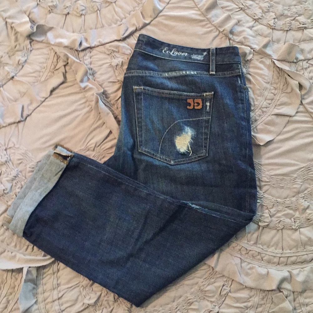 Joe's Jeans Ex-Lover Women's Dark Blue Distressed Crop Jeans, Size 30